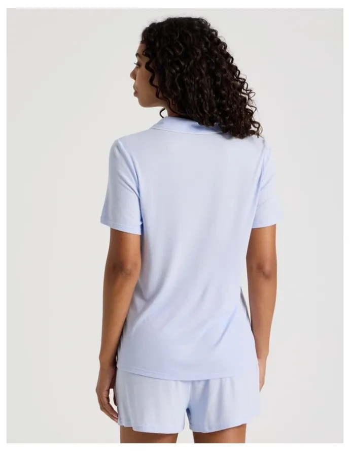 Chloe & Lola Pure Comfort Rib Short Sleeve Short PJ Set in Soft Blue