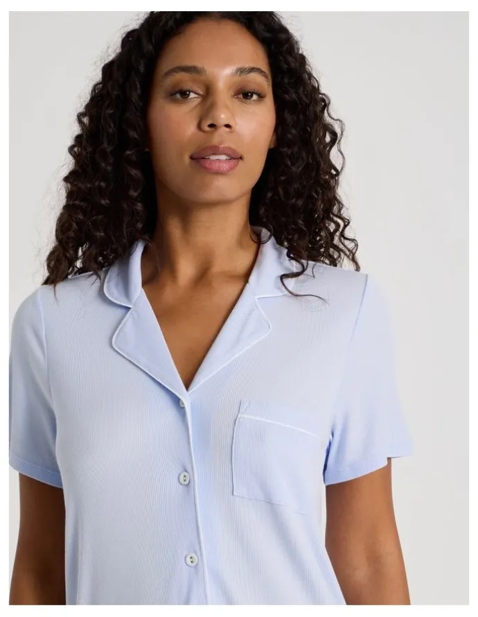 Chloe & Lola Pure Comfort Rib Short Sleeve Short PJ Set in Soft Blue
