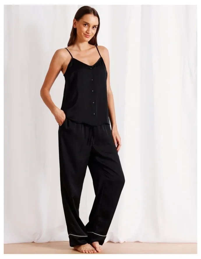 Chloe & Lola Signature Satin Cami Pant Set in Black