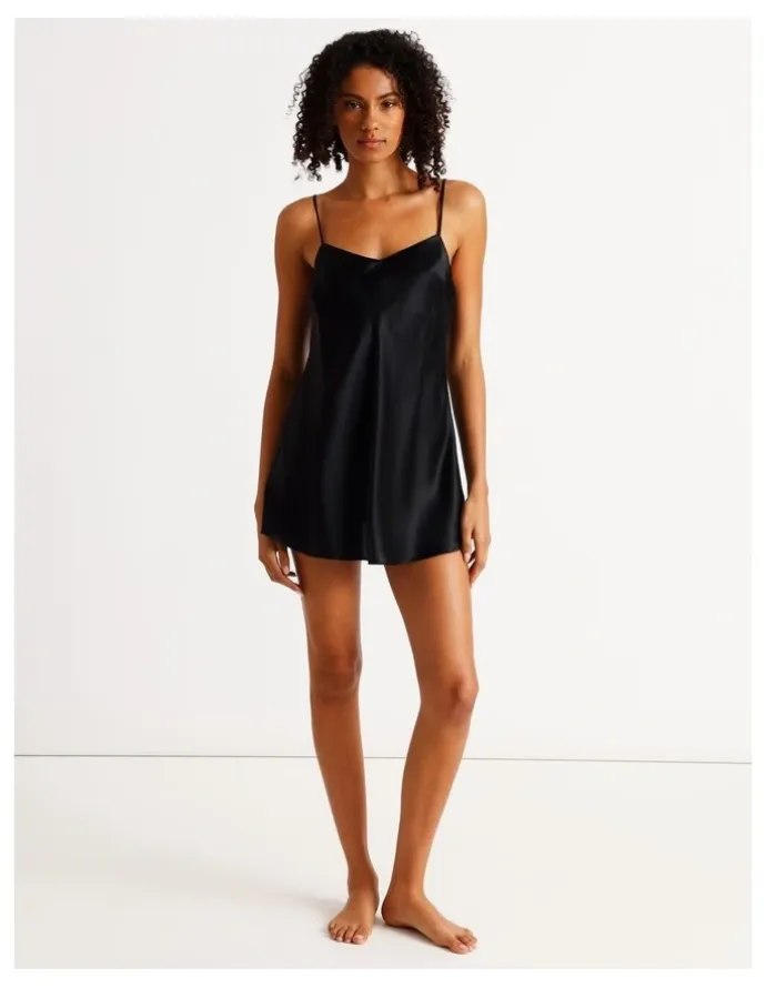Chloe & Lola Silk Chemise in Black