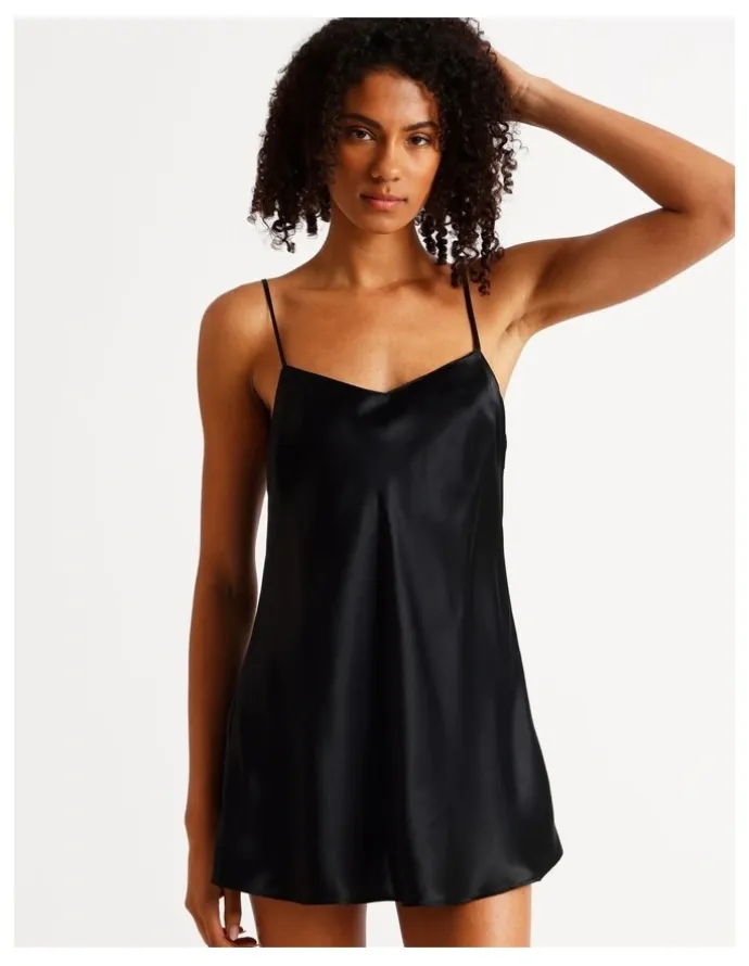 Chloe & Lola Silk Chemise in Black