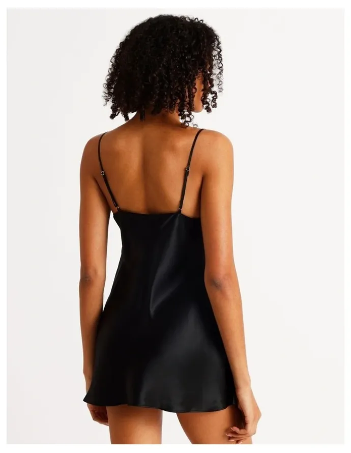 Chloe & Lola Silk Chemise in Black