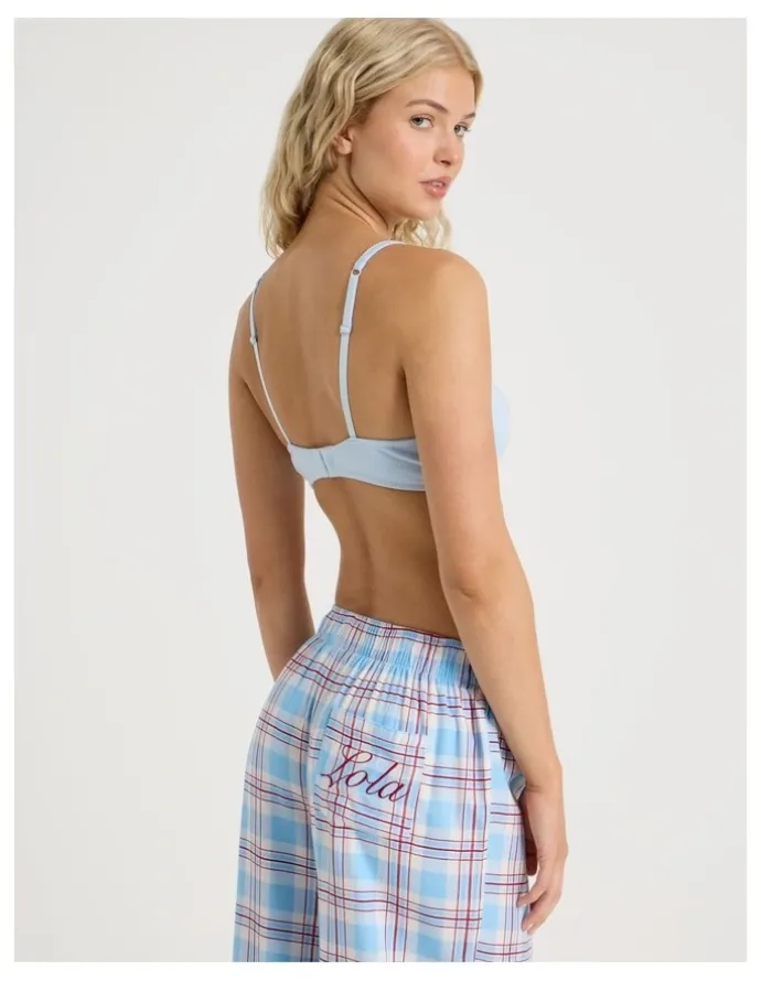 Chloe & Lola Lola Flannelette Boyfriend Pant in Blue & Red Check Print