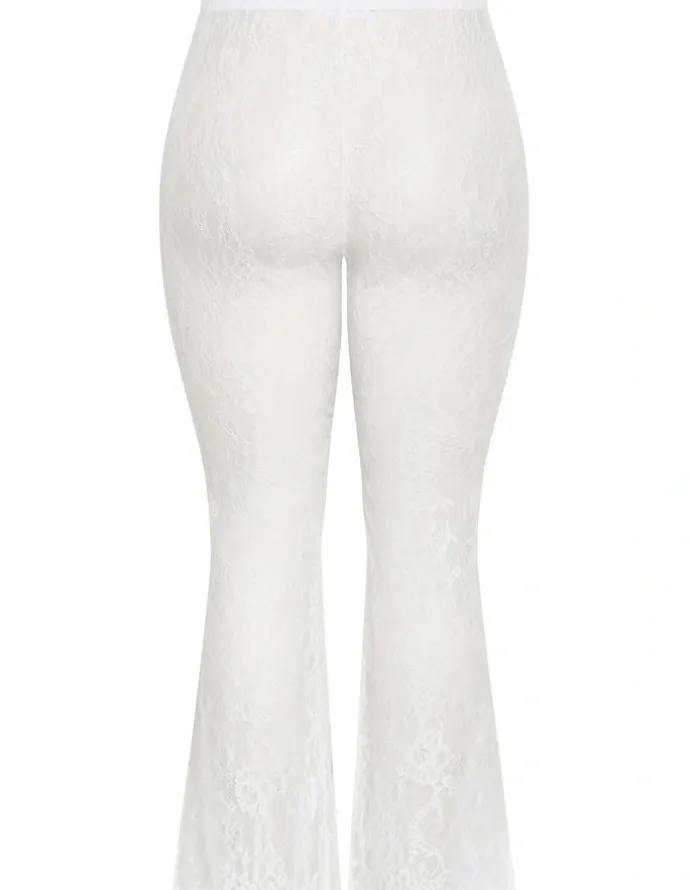 City Chic Aura Lace Pant in Ivory