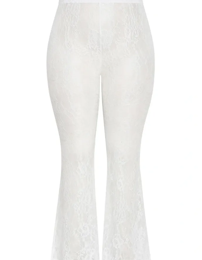 City Chic Aura Lace Pant in Ivory