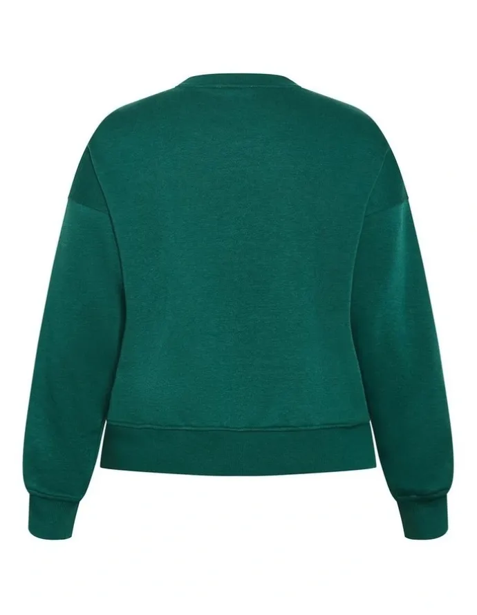 City Chic Brooklyn Crew Neck Sweatshirt in Varsity Green
