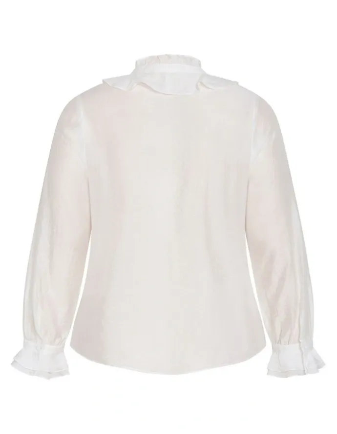 City Chic Dakota Frill Top in Ivory