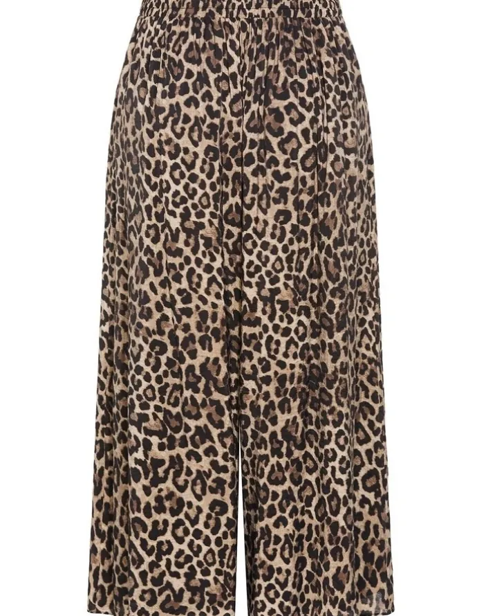 City Chic Elsie Leopard Print Wide Leg Pant in Chocolate