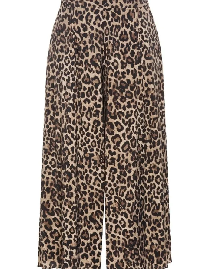 City Chic Elsie Leopard Print Wide Leg Pant in Chocolate