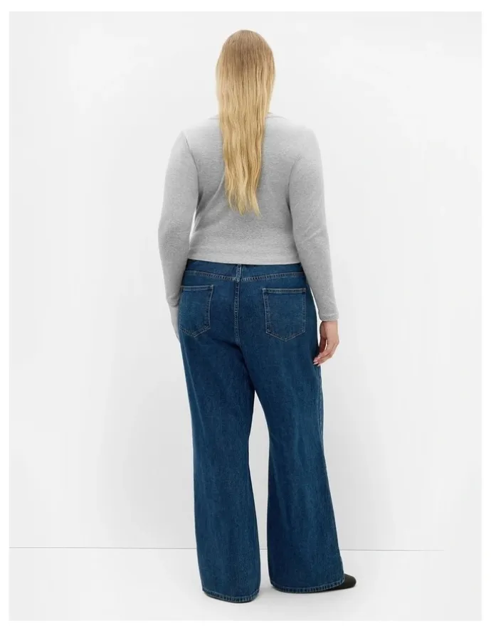 City Chic Lily Button Through Rib Top in Grey Marle