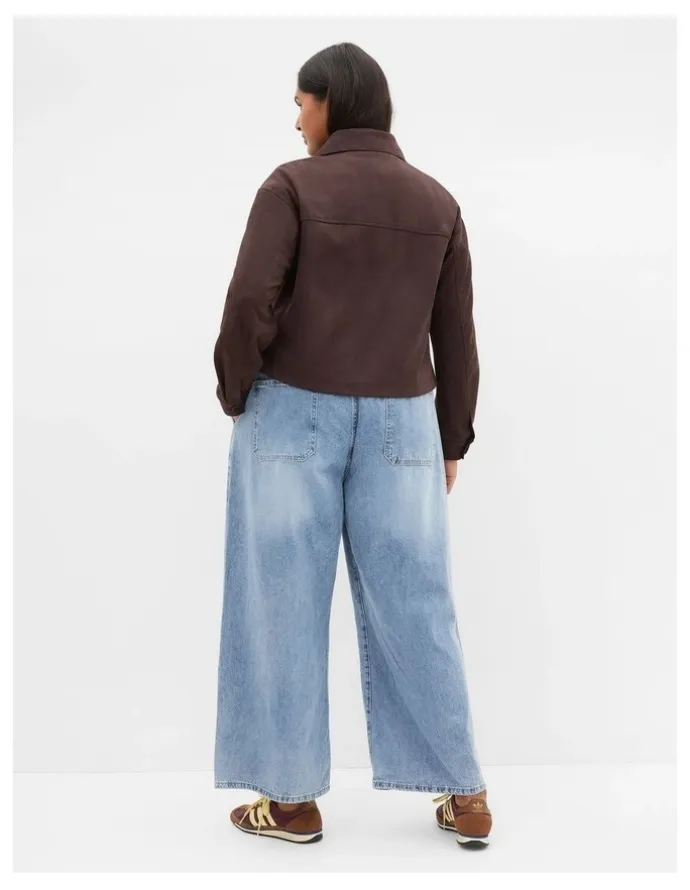 City Chic Liza Lightweight Suedette Jacket in Espresso
