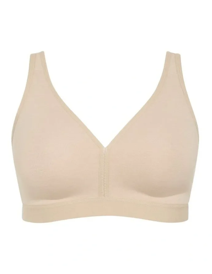 City Chic Plus Size Luxe Cotton Wireless Bra in latte