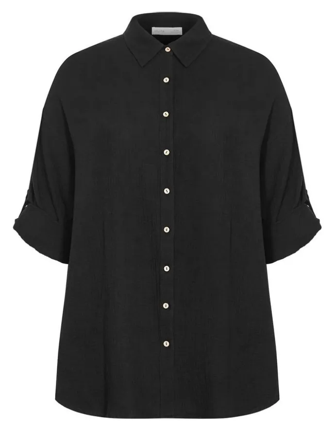 City Chic Plus Size Poolside Cover Up Shirt in black