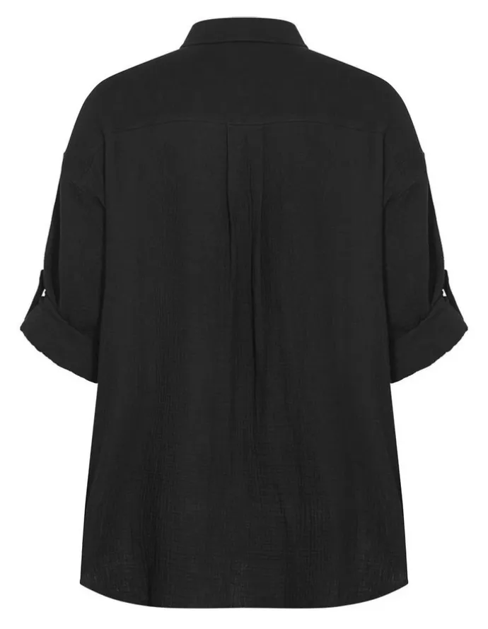City Chic Plus Size Poolside Cover Up Shirt in black