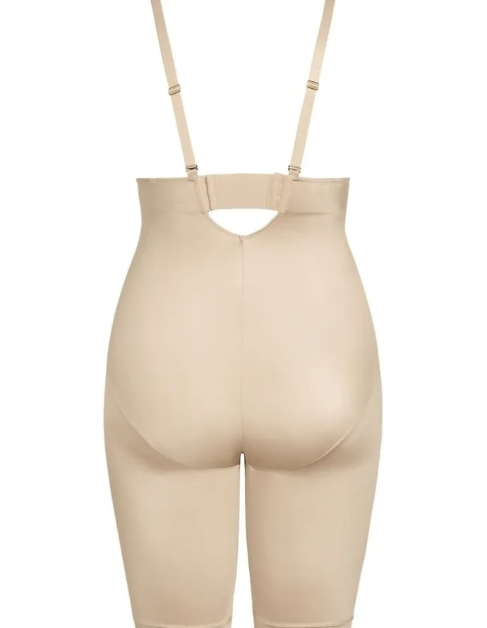 City Chic Plus Size Smooth Plunge Bodyshaper in Latte