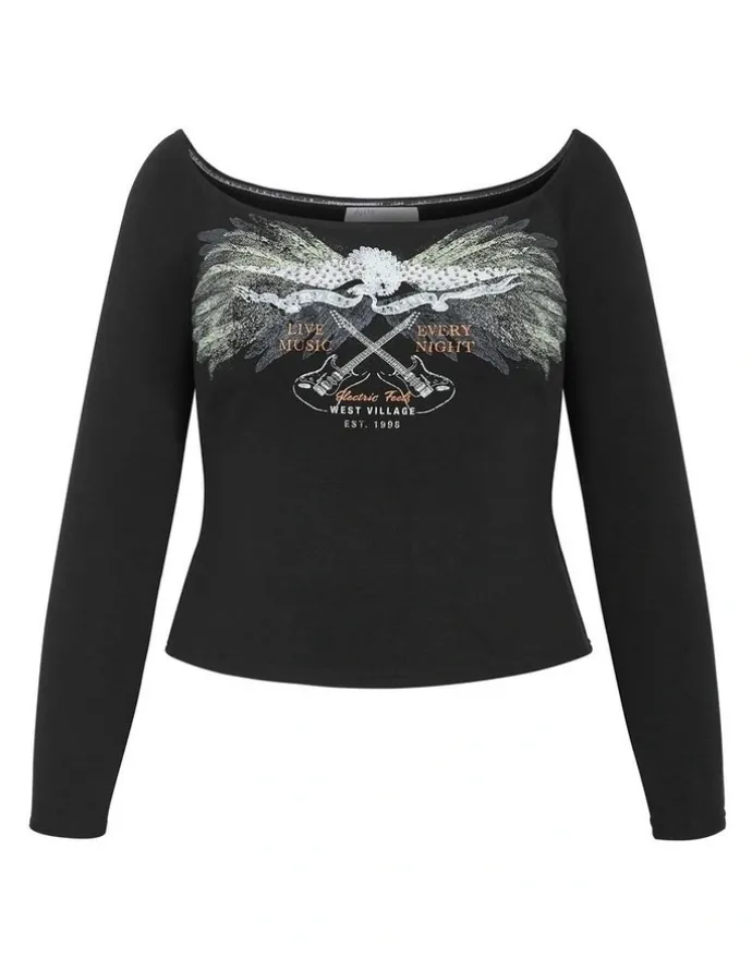City Chic Urban Status Off Shoulder Top in Black