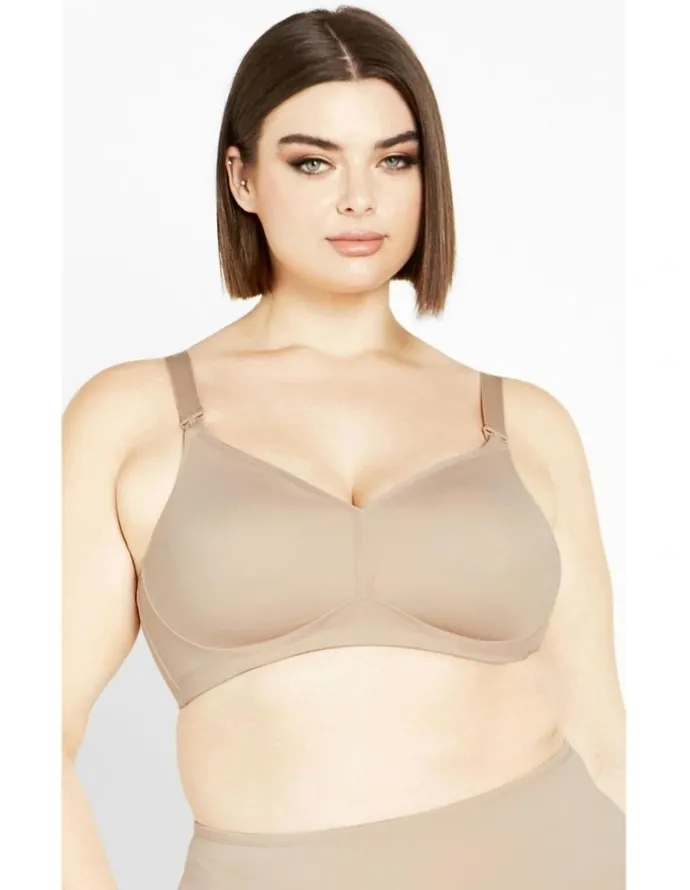City Chic Wireless Maternity Bra in Latte