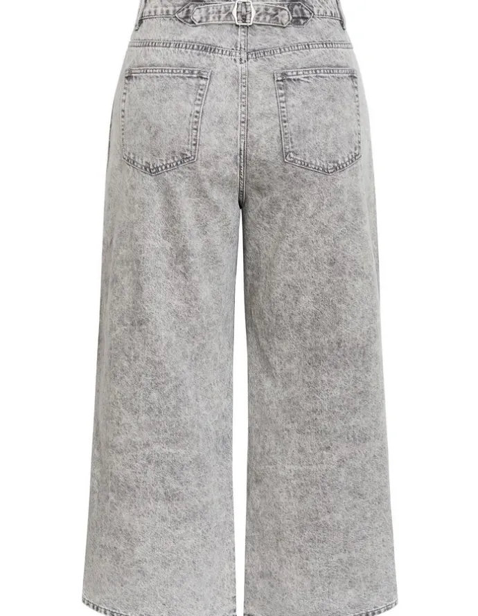 City Chic Harley Fit Leila Side Stripe Wide Leg Jean in Light Grey Wash