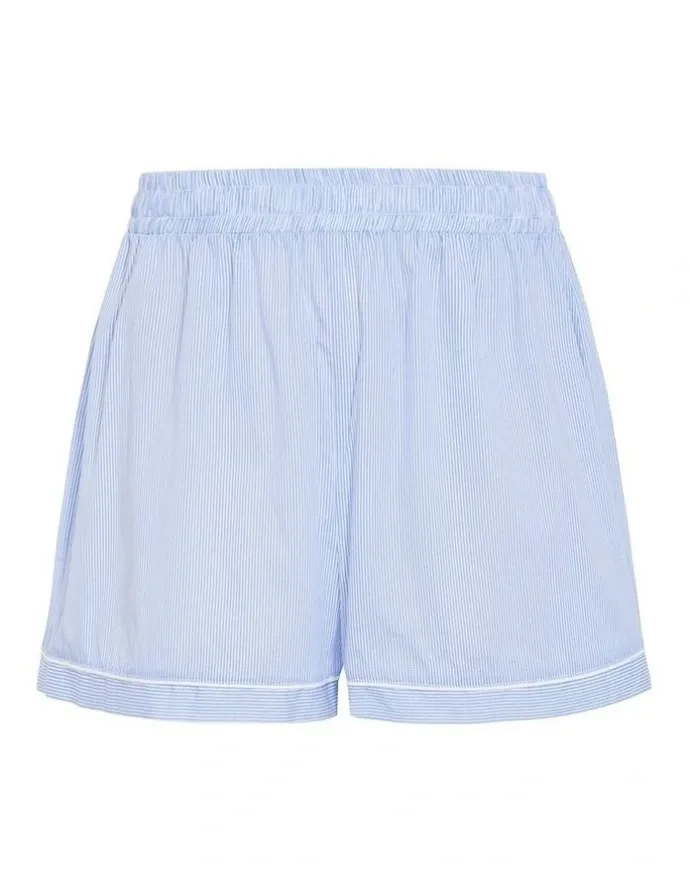 City Chic Plus Size Stripe Cotton Pyjama Short in sky blue