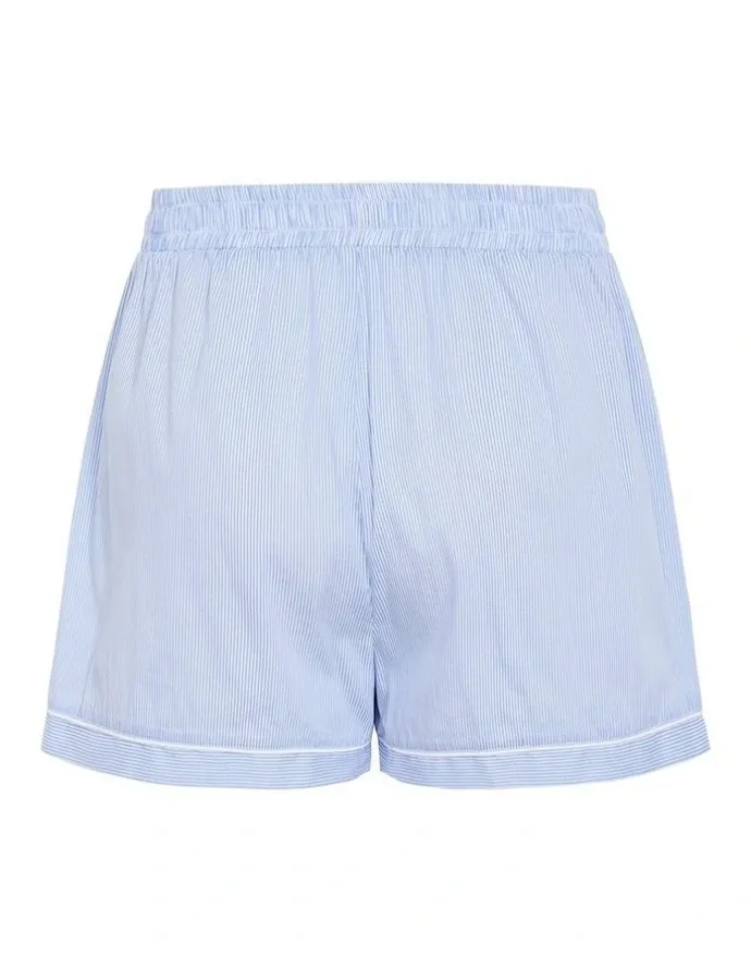 City Chic Plus Size Stripe Cotton Pyjama Short in sky blue