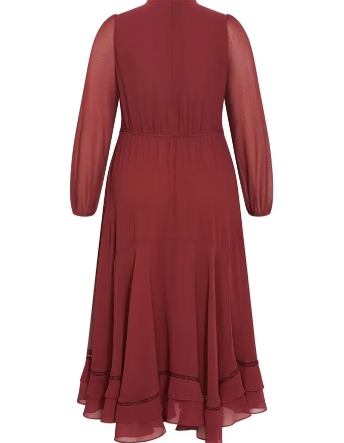 City Chic Yasmine Long Sleeve Maxi Dress in Burnt Sienna