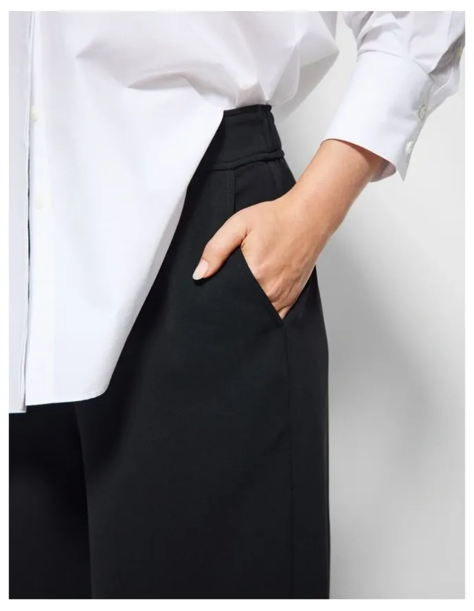 Commonry The Draped Leg Crepe Trouser in Black