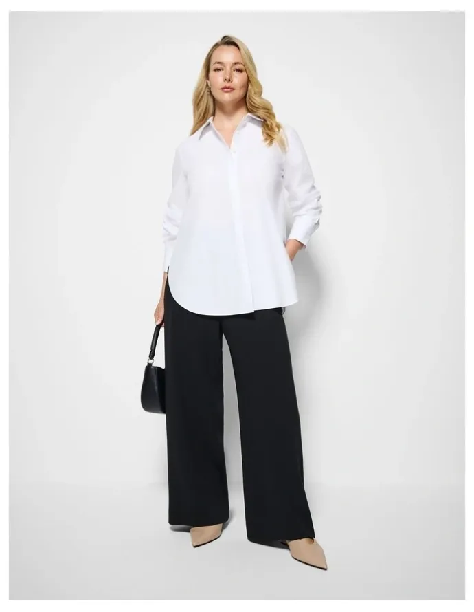 Commonry The Draped Leg Crepe Trouser in Black