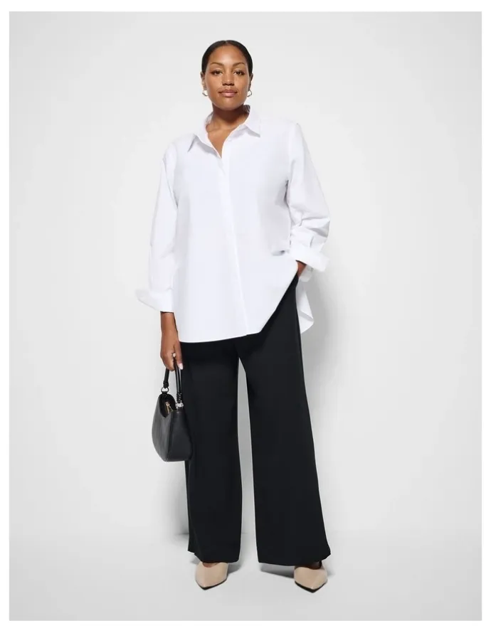 Commonry The Draped Leg Crepe Trouser in Black
