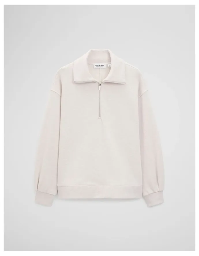 Country Road Australian Cotton Funnel Neck Sweat in Almond Marle