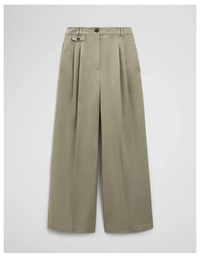 Country Road Cotton Blend Pleat Front Pant in Thyme