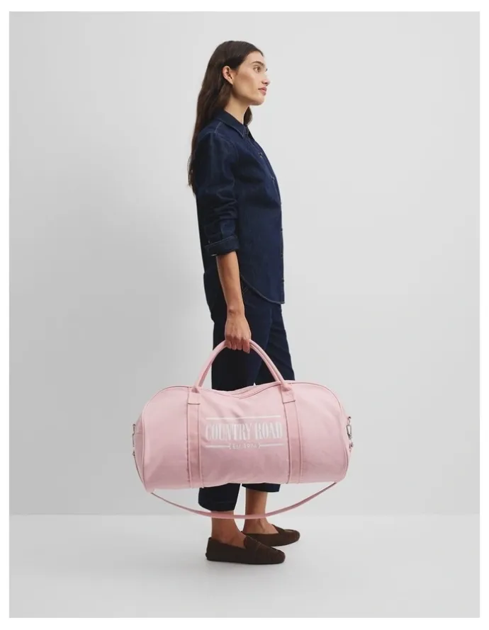 Country Road Cotton Heritage Zip Canvas Tote in Floss Pink