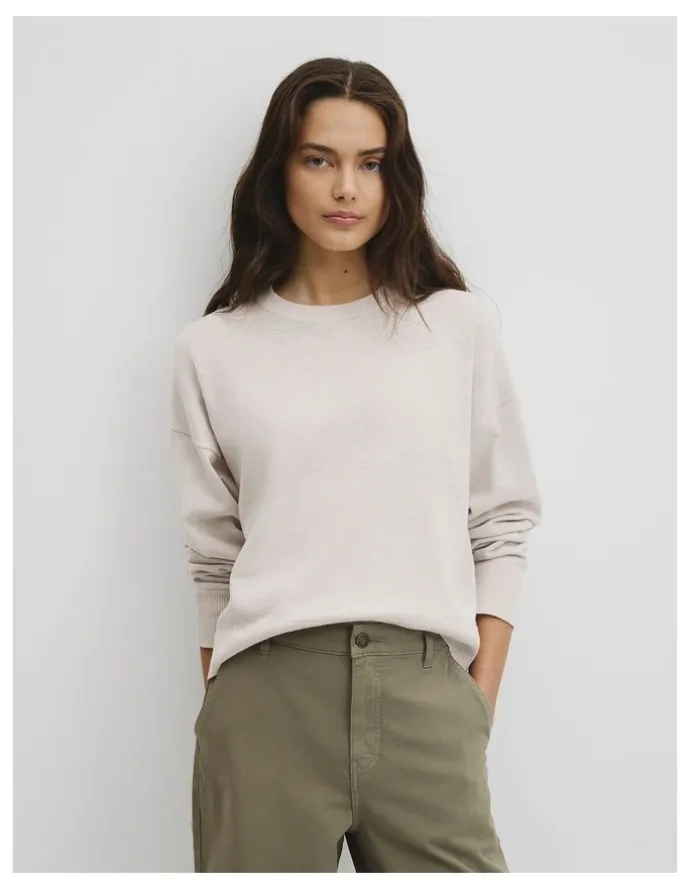 Country Road Cotton Linen Crew Neck Knit in Tahini