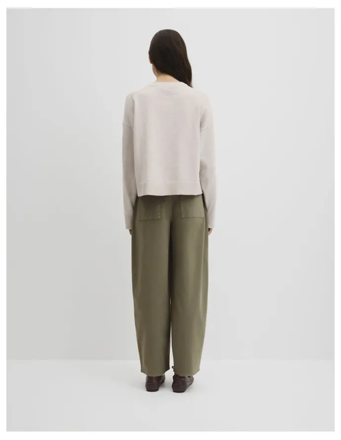 Country Road Cotton Linen Crew Neck Knit in Tahini
