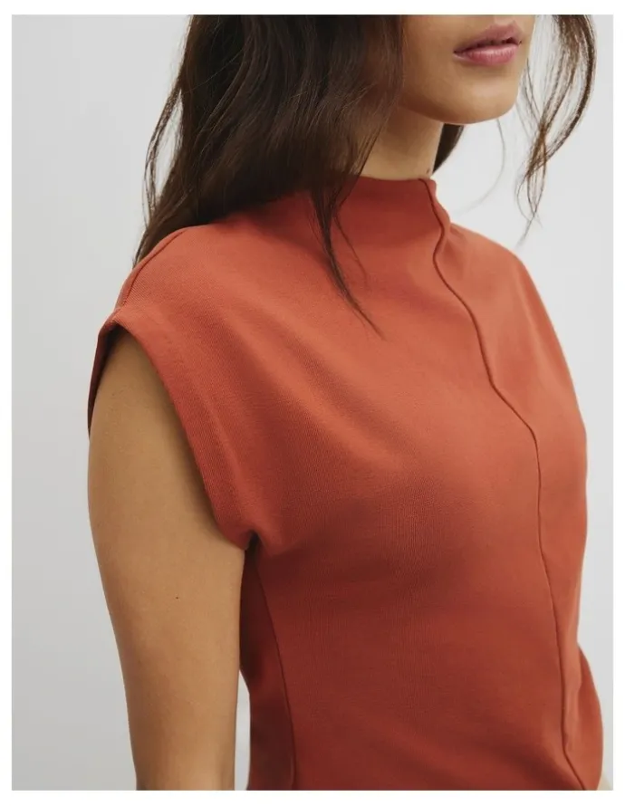 Country Road Extend Shoulder Top in Burnt Sienna