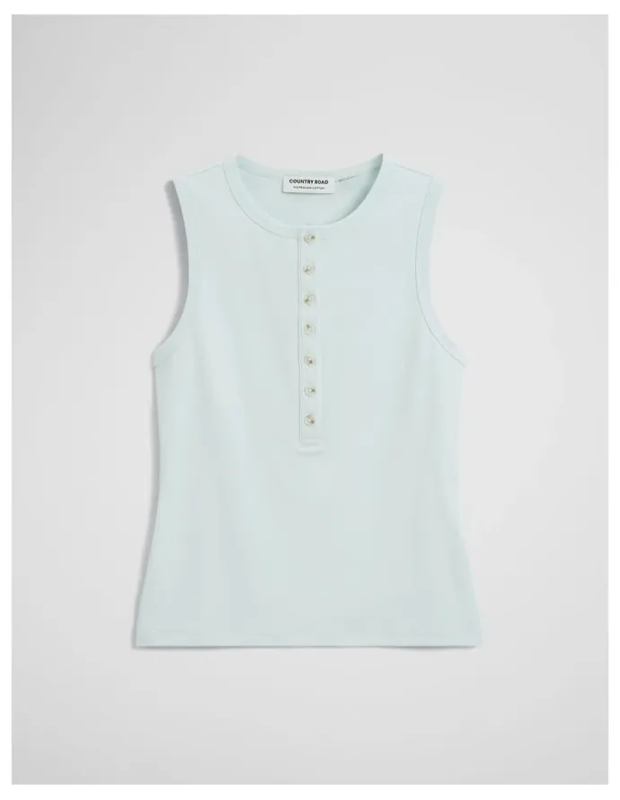 Country Road Henley Tank in Light Turquoise