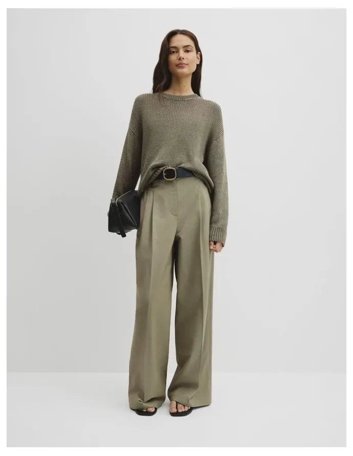 Country Road Organically Grown Cotton Tape Yarn Sweater in Thyme