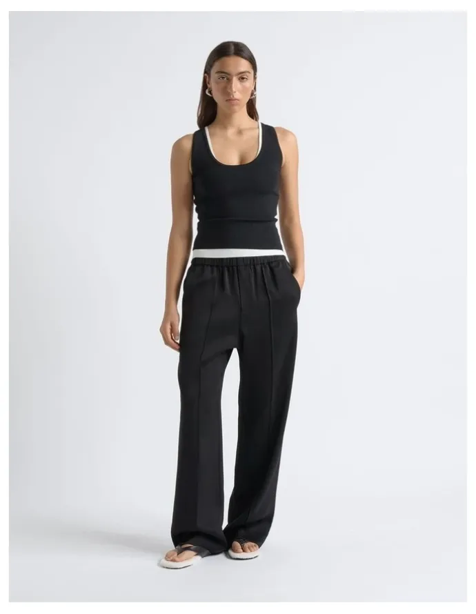 Cue Satin Pin Tuck Pant