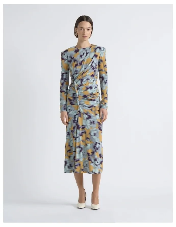 Cue Blurred Floral Twist Midi Dress