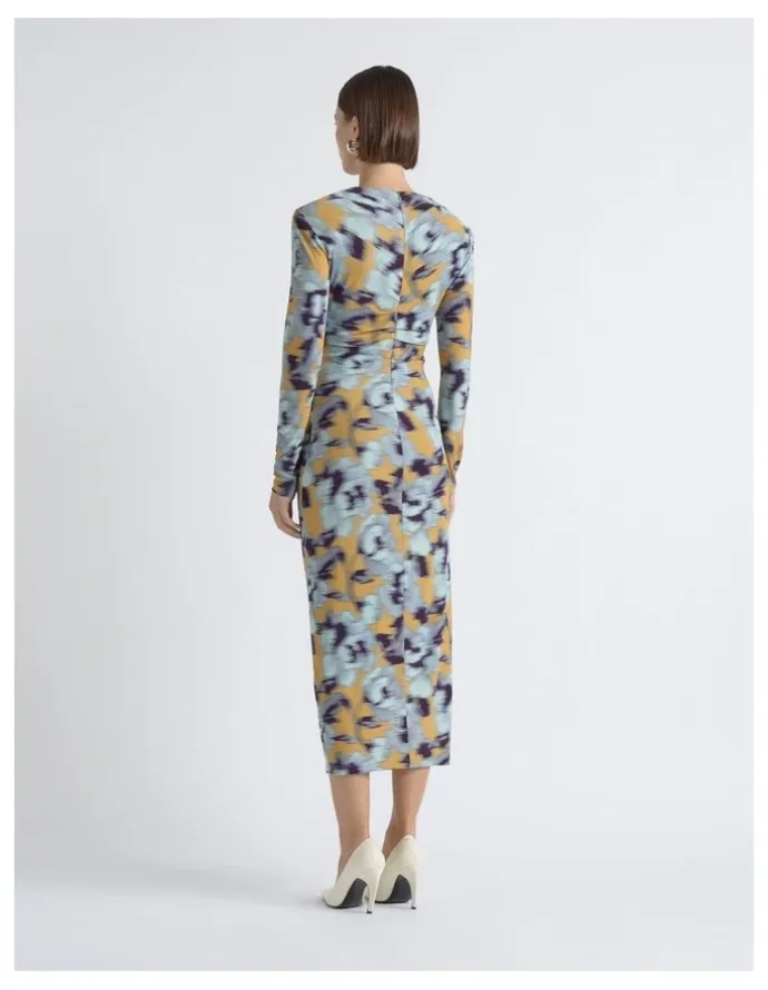 Cue Blurred Floral Twist Midi Dress