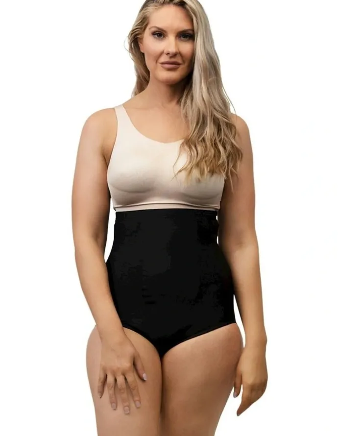 Cupid Shapewear Just Enough Plus Size Ultra High Waist Shaping Brief in Black