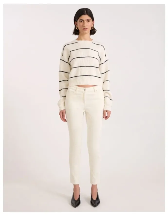 David Lawrence Celine Corduroy Pant in Ivory