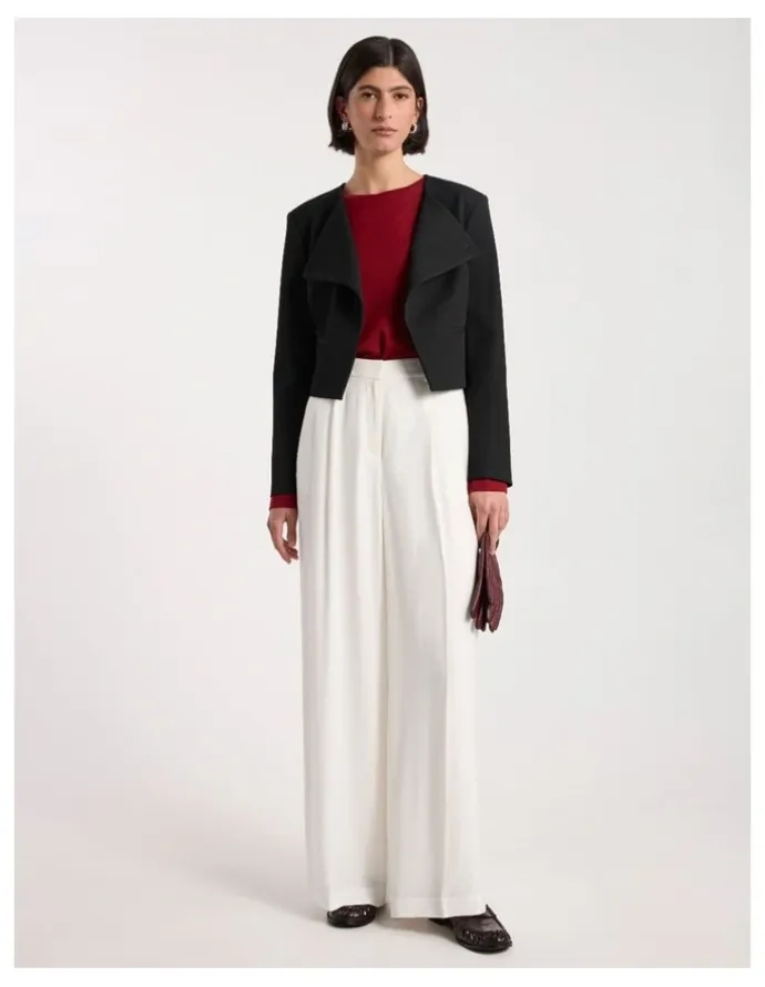 David Lawrence Jaz in Crop Jacket in Black