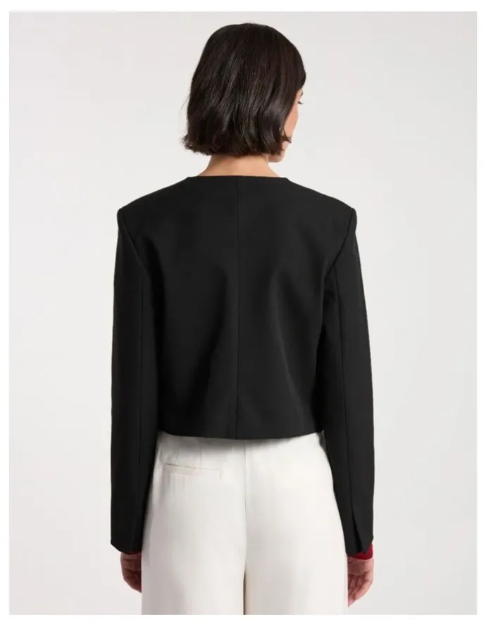 David Lawrence Jaz in Crop Jacket in Black
