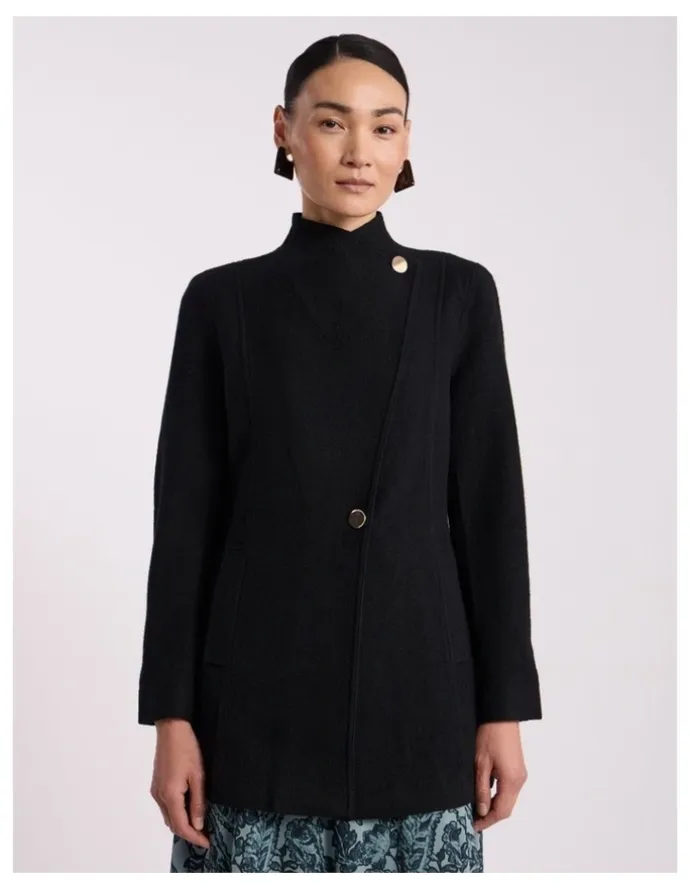 David Lawrence Luisa Felted Wool Coat in Black
