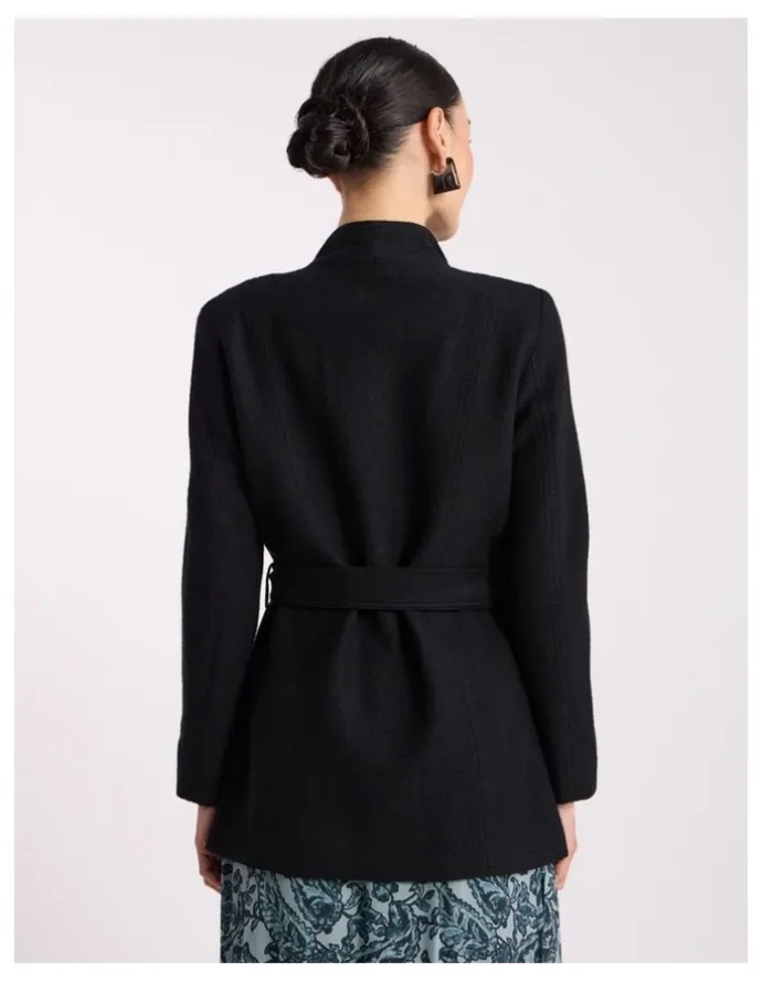 David Lawrence Luisa Felted Wool Coat in Black