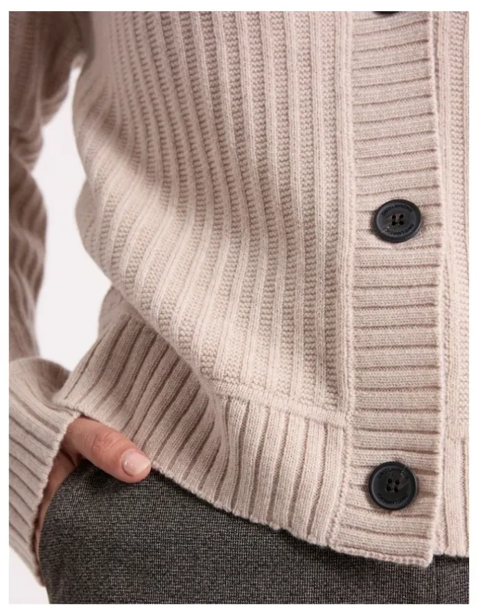 David Lawrence Zulu Merino Cardigan in Pebble