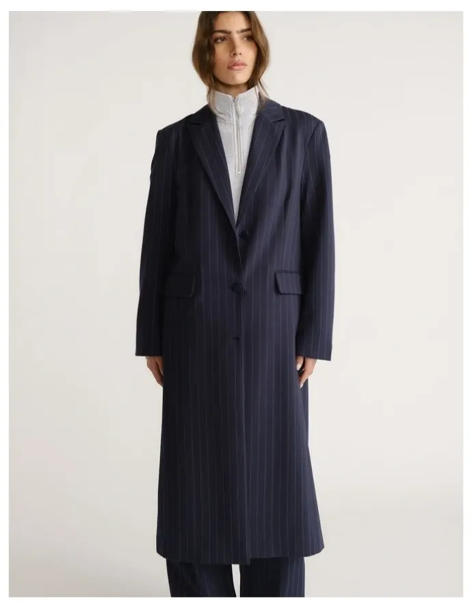 Decjuba D-Luxe Pinstripe Blazer Coat