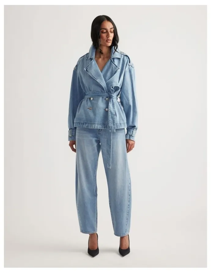 Decjuba Eden Denim Crop Trench