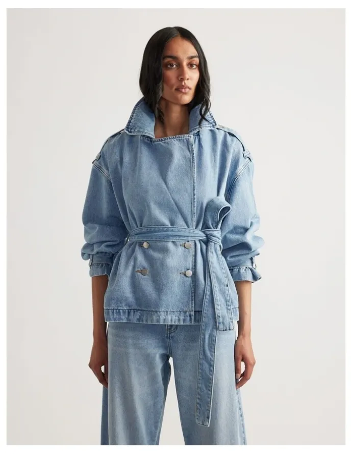 Decjuba Eden Denim Crop Trench