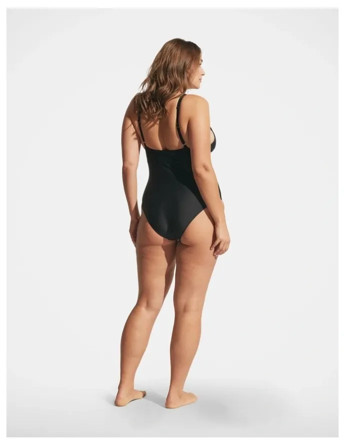 DECJUBA Matte V Neck One Piece in Black